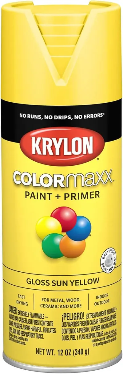 Shows the core product clearly so shoppers can identify the Krylon spray paint can, its color, and brand. Displays the retail packaging with brand name, product line, color name, and key features to…