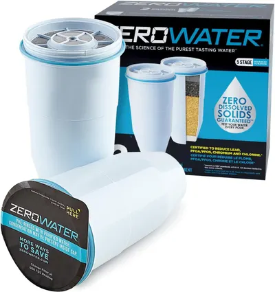 Shows the core product—replacement water filter cartridges—clearly displayed to help shoppers identify what they are purchasing and understand the multi-stage filtration design. Displays the retail…