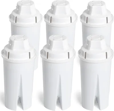 Shows the core product—a 6-pack of replacement water filter cartridges—clearly displayed on a white background to communicate what the buyer will receive.