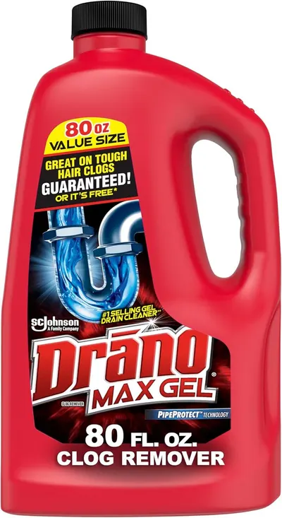 Shows the core product clearly with its packaging and branding to help shoppers identify the Drano Max Gel drain cleaner and understand its key features like value size and effectiveness on tough…