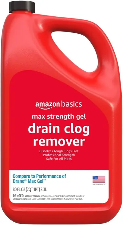Displays the core product clearly on a white background to show the shopper exactly what they will receive, emphasizing the max strength gel formula and professional-grade drain cleaning capability.…