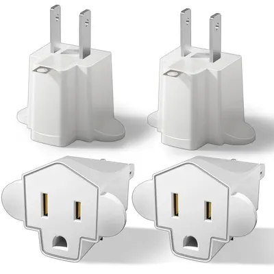 Shows the core product from multiple angles to help shoppers understand the physical design, plug configuration, and outlet ports of these electrical adapters. Uses subtle drop shadows and surface…