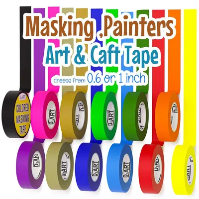 Displays the wide range of color choices available for the masking tape, allowing shoppers to see all selectable options at once and choose the color that best fits their project needs.