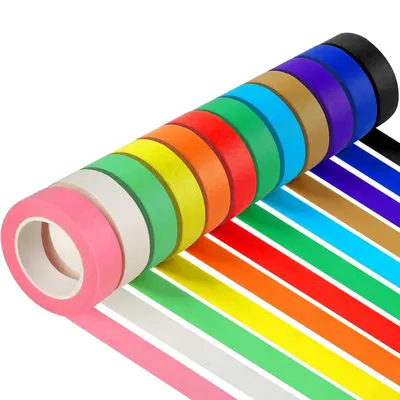 Displays the core product, a set of colorful tape rolls, clearly showing the variety of colors included in the purchase. Showcases the wide range of color options available, helping shoppers…