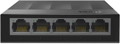 Displays the core product clearly showing the 5 Ethernet ports with numbered labels, allowing shoppers to understand the product's connectivity capacity and port configuration.