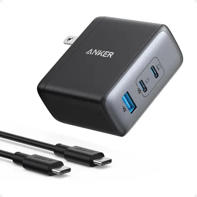 Displays the Anker wall charger with multiple USB ports and included USB-C cables to communicate the product's multi-device charging capability and what is included in the purchase. Shows the…