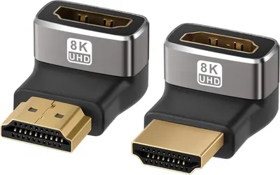 Displays the core product, a pair of HDMI adapters with 8K UHD capability, clearly showing the connectors and premium build quality to help shoppers understand what they are purchasing. Uses a…