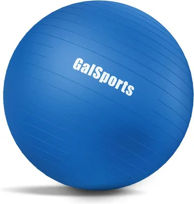 Shows the core product, a blue exercise ball with brand name, allowing shoppers to see the product design and branding clearly.