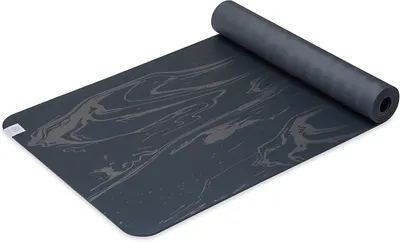 Displays the yoga mat as the core product with its distinctive marbled pattern and textured surface, allowing shoppers to see the design and quality of the mat.