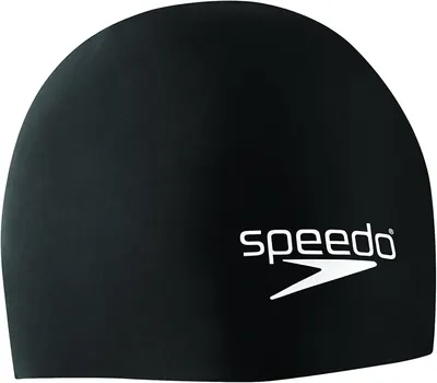 Shows the core product, a Speedo swim cap, in a clean catalog-style presentation to clearly communicate what the buyer will receive. Uses a white background…