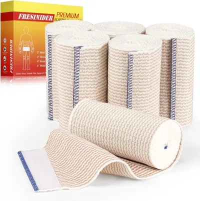 Displays the core product—a set of elastic bandages—clearly showing the quantity and quality of the items included to communicate value and medical-grade…