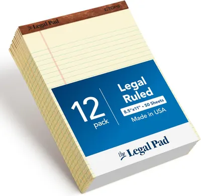 Shows the core product clearly—a 12-pack of legal ruled notepads—with visible product details including size, sheet count, and branding to help shoppers…