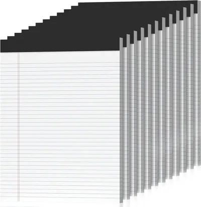 Shows the core product clearly - a stack of lined notebook paper sheets with black covers, allowing shoppers to see the quantity and format of the paper…
