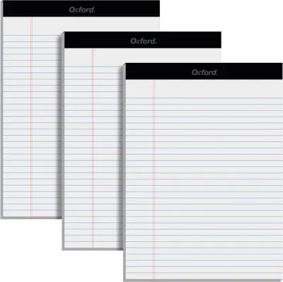 Shows the different size options available for the Oxford notepads, allowing shoppers to compare and select the size that best fits their needs.