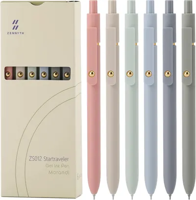 Displays the core product—a set of gel ink pens in six pastel colors—to show shoppers exactly what they will receive, emphasizing the variety and aesthetic…