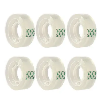 Shows the core product as a 6-pack of clear tape rolls on a clean white background, allowing shoppers to see exactly what they will receive in the multi-pack purchase.
