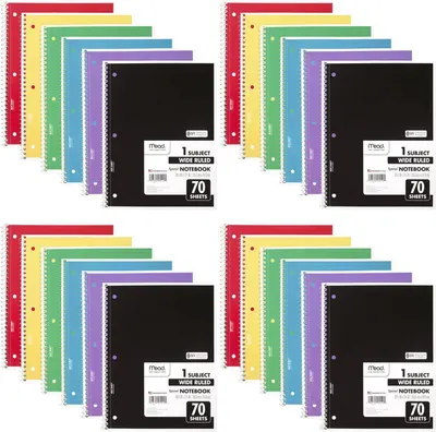 Shows shoppers the range of available color choices for the spiral notebook, helping them understand they can select from multiple vibrant colors.