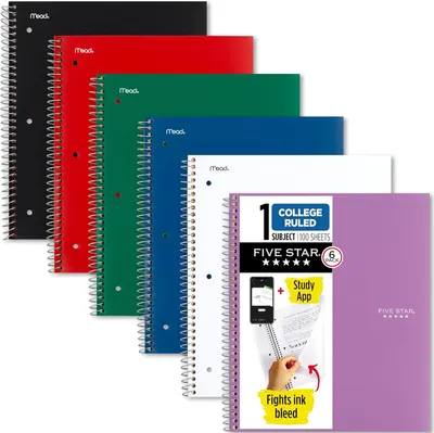 Shows the multiple color options available for the notebook, allowing shoppers to see the variety of choices they can select from. Displays the retail…