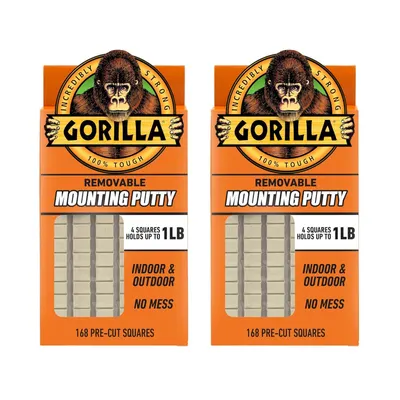 Shows the retail packaging with a clear window displaying the mounting putty squares inside, helping shoppers understand exactly what they will receive and…