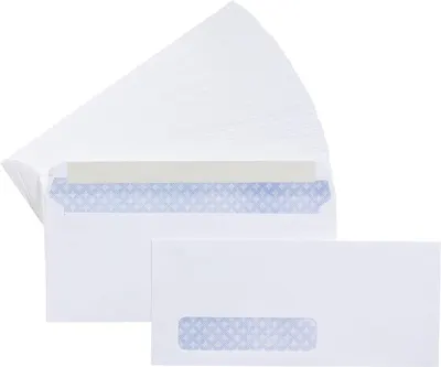 Shows the core sellable product—a set of security envelopes with patterned security tint—clearly displayed to communicate what the buyer will receive.