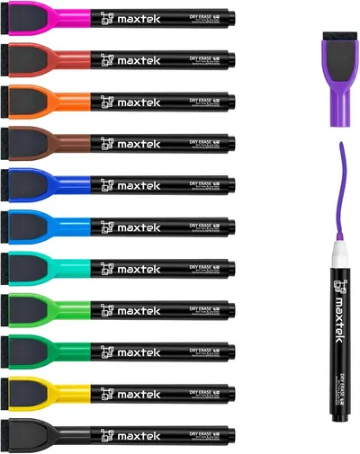 Displays the full range of available color choices for the dry erase markers, allowing shoppers to see all selectable variants in one view. Shows the core…