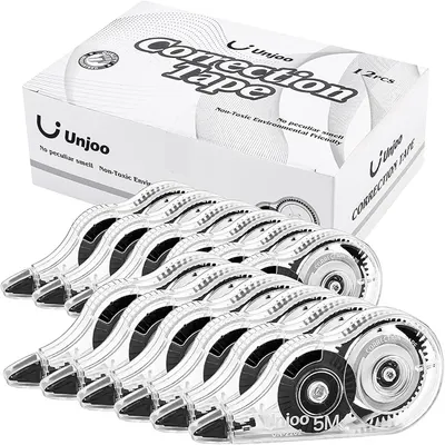 Shows the core product—a set of correction tape dispensers—clearly displayed with their retail packaging to communicate what the buyer will receive. Displays…