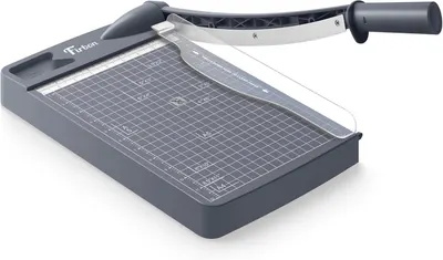 Shows the core product clearly on a white background to help shoppers understand what they are purchasing - a paper trimmer with measurement grid and cutting…