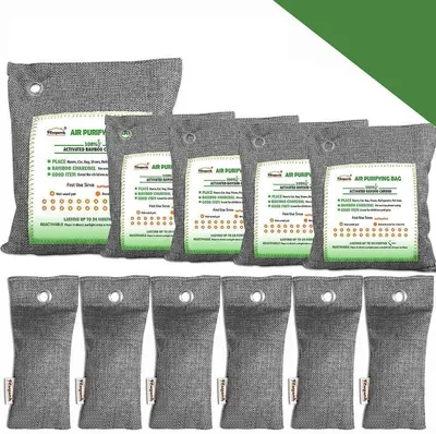 Displays the complete product line of air purifying bags in various sizes to show shoppers the range of options available and help them understand the different sizes for different spaces. Shows the…