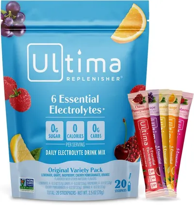 Shows the core product packaging and individual stick packs to communicate what the shopper will receive, emphasizing the variety of flavors and key…