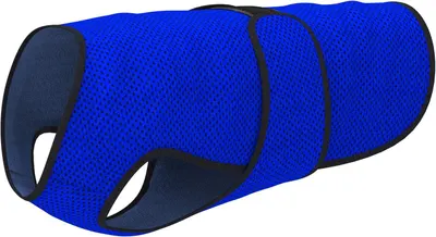 Displays the core product clearly showing its blue mesh construction and ergonomic shape with thumb cutouts, communicating the product's breathable material and comfortable grip design.