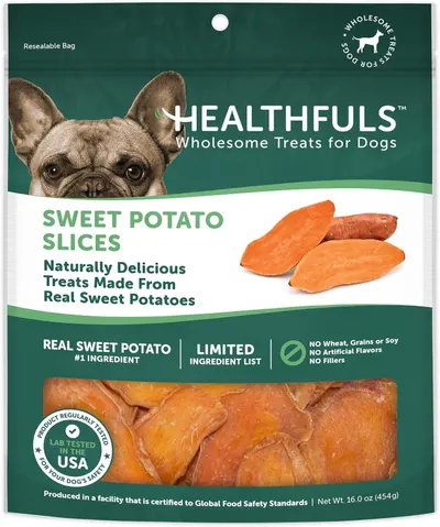 Shows the retail packaging with a clear window displaying the actual sweet potato slices inside, reassuring shoppers of product quality and freshness while communicating key benefits like limited…