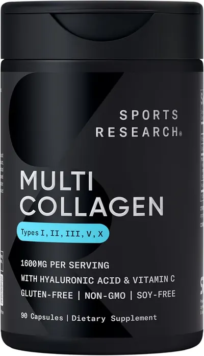 Displays the core product clearly on a clean background, allowing shoppers to see the packaging design and read key product information including collagen types, dosage, and dietary attributes. Uses…