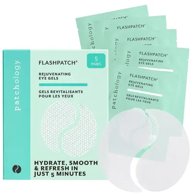 Shows the core product clearly - rejuvenating eye gel patches in a 5-pair package, allowing shoppers to see exactly what they are purchasing. Displays the…