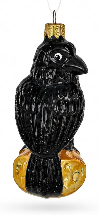 Black Crow Glass Christmas Ornament