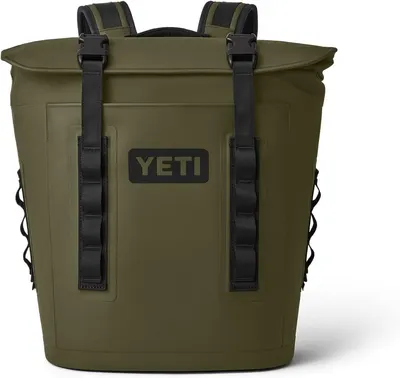 Displays the core product clearly on a clean white background, allowing shoppers to see the design, construction, and branding of the YETI cooler backpack.…