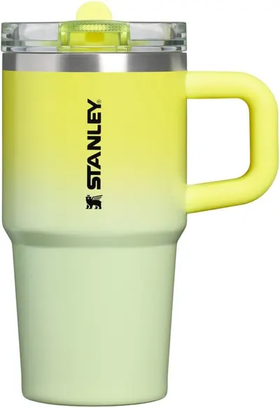 Displays the core product clearly on a white background to show the Stanley tumbler's design, color gradient, handle, and lid construction.