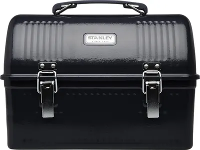 Displays the Stanley lunch box in a clean catalog style to show the product's iconic design, metal latches, handle, and branding clearly to shoppers.