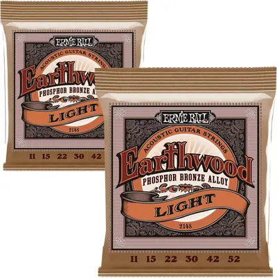 Shows two packs of the same light gauge strings so the shopper sees the gauge and quantity. Shows the real retail pouches the strings ship in, so the shopper knows what arrives.