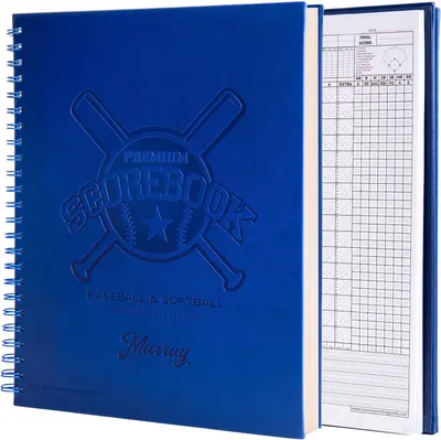 Shows the core scorebook clearly so shoppers can see its blue embossed cover, spiral binding, and sturdy construction. It reassures buyers they are getting a complete, ready-to-use scorebook for…