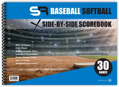Shows the core scorebook clearly so shoppers know exactly what they are buying for baseball and softball scorekeeping. Uses a blue and stadium background to give the cover visual impact and a sporty…