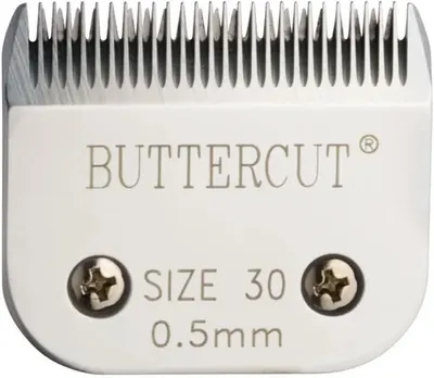 Shows the core clipper blade up close on a clean white background so shoppers can verify its cutting teeth and size marking. A faint shadow grounds the blade…