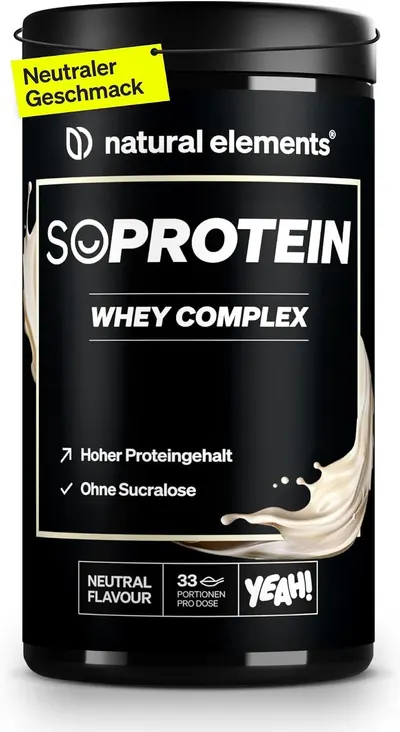 Shows the core protein powder container up front so shoppers can confirm the product and its high protein, neutral flavour, sucralose-free appeal. Shows the real retail tub with serving count and…