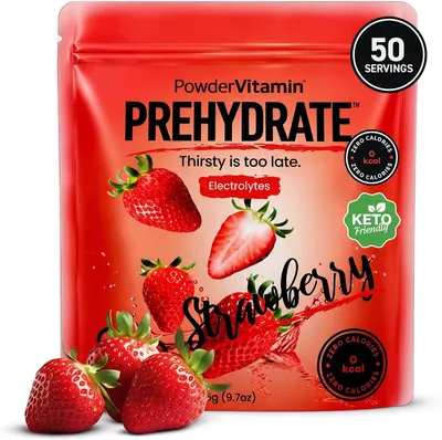 Shows the core electrolyte powder pouch as the main sellable item so shoppers know exactly what they are buying. Uses a bold red gradient background to make the pouch stand out and reinforce the…
