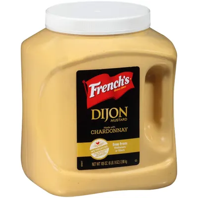 Shows the core mustard jug clearly so shoppers can confirm the product and its large 6 lb 9 oz size. Shows the real retail plastic jug with branded label,…