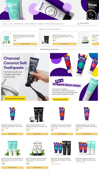 Brand Store for Amazon.com  BURST  Toothpaste