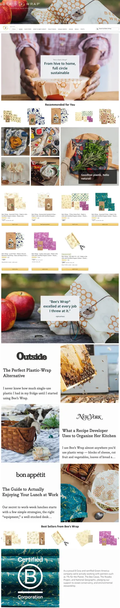 Brand Store for Amazon.com  Bee's Wrap