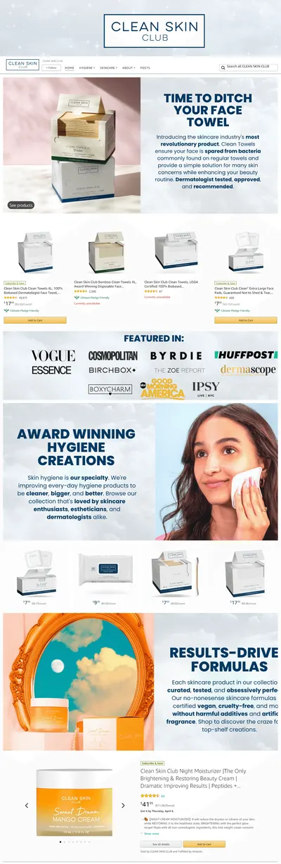 Brand Store for Amazon.com  CLEAN SKIN CLUB