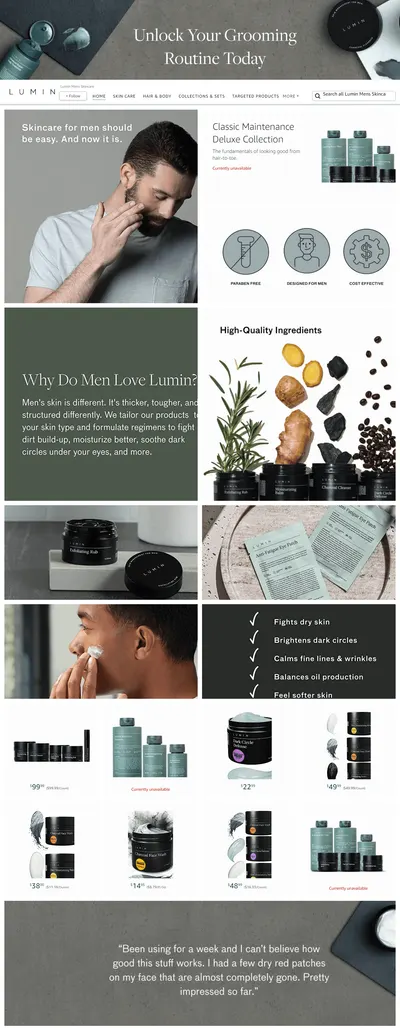 Brand Store for Amazon.com  Lumin Mens Skincare