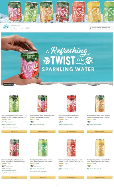 Brand Store for Amazon.com  Nixie Sparkling Water