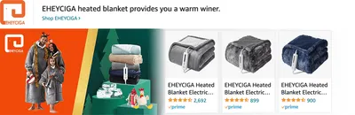 Sponsored Brands Ads for Amazon.com   heated blanket